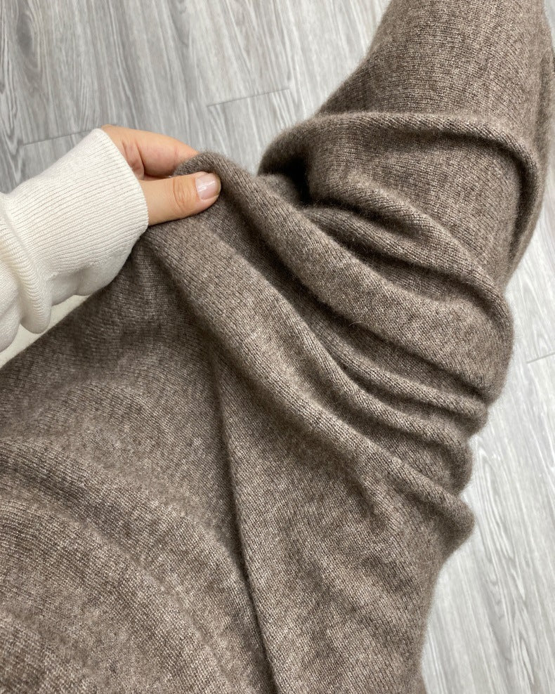 High-Waisted Soft A-Line Cashmere Skirt