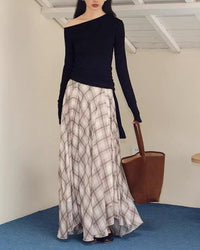 Irregular Plaid Skirt