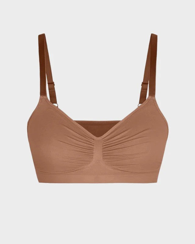 Front-Ruched V-Neck Wireless Bralette