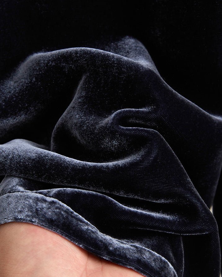 High-Waisted Wide-Leg Silk Velvet Pants