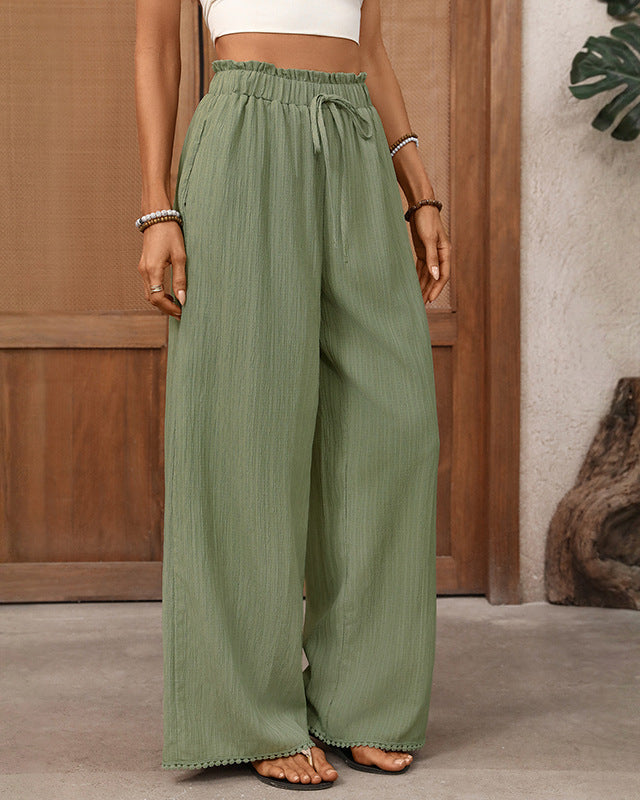 Elastic Waist Casual Wide-Leg Pants