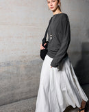 High-Waisted, Structured-Panel A-Line Skirt