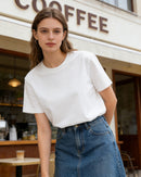Crew Neck Solid-Color Loose-FitT-Shirt