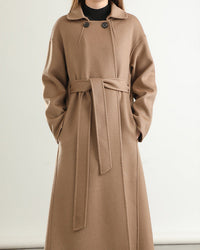 A-Line Pure Wool Belted Trench Coat