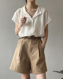 High-Waisted Loose-Fit Suit Shorts