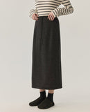 High-Waisted Stretch Wool Skirt
