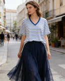 Loose-Fit Striped V-Neck T-Shirt