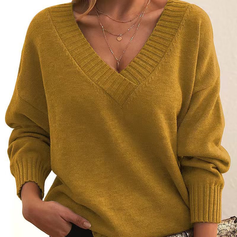 Loose V-Neck Versatile Knit Sweater