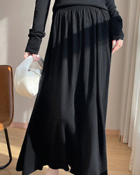 Solid Color Loose Knit Skirt