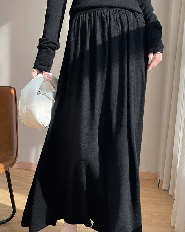 Solid Color Loose Knit Skirt