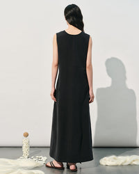 V-Neck Sleeveless Tie-Up Slit Dress