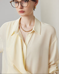 Simple Solid Color Silk Shirt