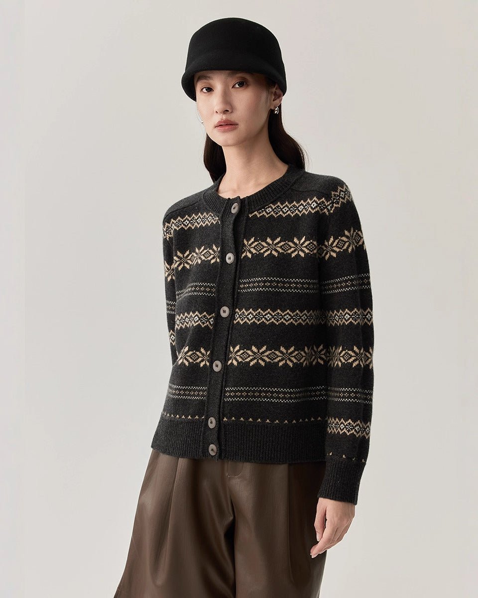 Retro Elegant Sheep Wool Knit Cardigan