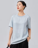 Elevate your everyday wardrobe with our satin finish crew neck tee. Silky smooth, effortlessly chic.