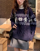 Christmas Retro Jacquard Crew Neck Sweater