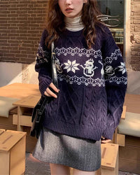 Christmas Retro Jacquard Crew Neck Sweater