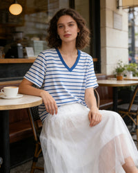 Loose-Fit Striped V-Neck T-Shirt