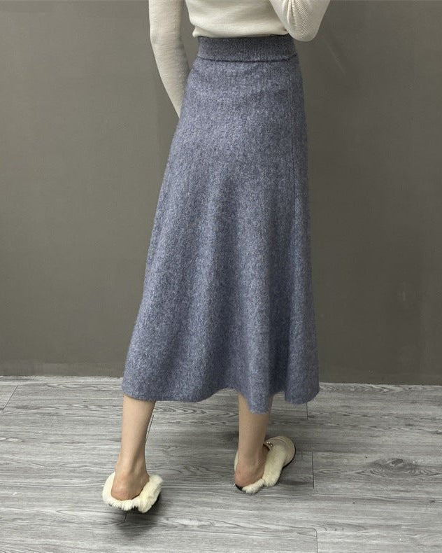 High-Waisted Soft A-Line Cashmere Skirt