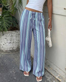 Striped Elastic Waist Wide-Leg Pants