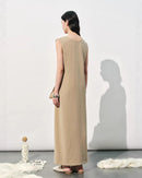 V-Neck Sleeveless Tie-Up Slit Dress