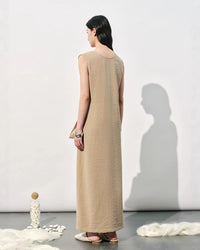 V-Neck Sleeveless Tie-Up Slit Dress