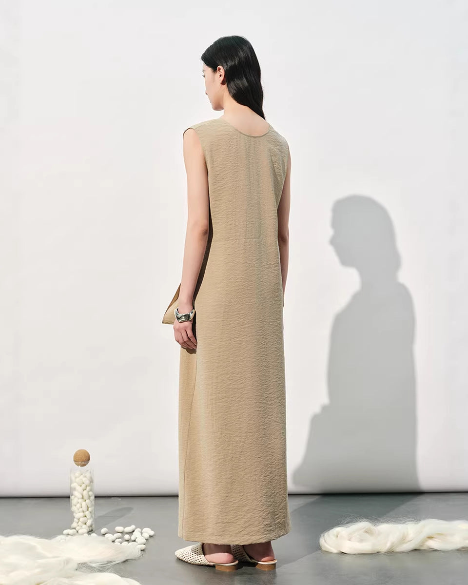 V-Neck Sleeveless Tie-Up Slit Dress