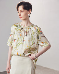 Loose-Fitting Breathable Satin Silk T-Shirt