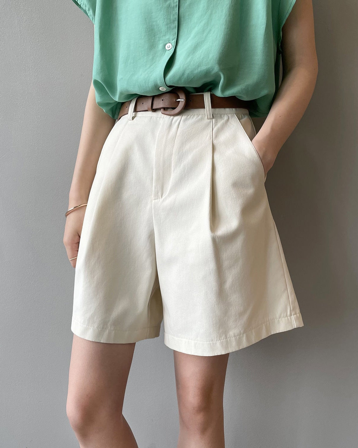 High-Waisted Loose-Fit Suit Shorts