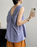 Loose Sleeveless Back-Knotted Vest