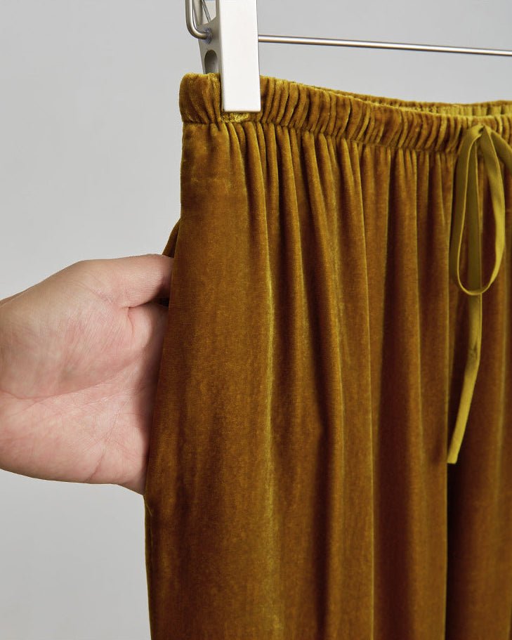 High-Waisted Wide-Leg Silk Velvet Pants