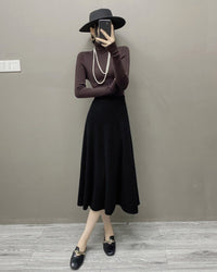 High-Waisted Soft A-Line Cashmere Skirt