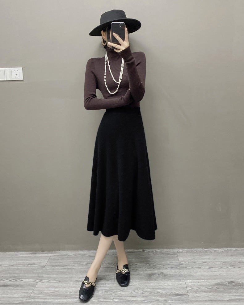High-Waisted Soft A-Line Cashmere Skirt