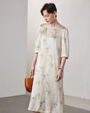 Loose-Fit Straight-Cut Printed Silk Dress