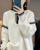 Pure Wool Loose-Fitting Stylish Hooded Sweater