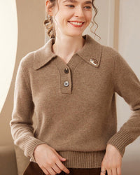 Cashmere Polo Collar Hedgehog Knit Sweater