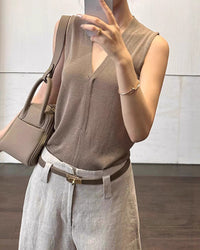 Lightweight V-Neck Sleeveless Knit Vest