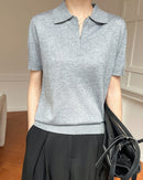 Thin Short-Sleeved Collared Sweater