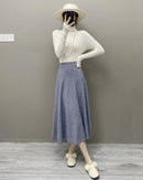 High-Waisted Soft A-Line Cashmere Skirt