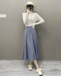 High-Waisted Soft A-Line Cashmere Skirt