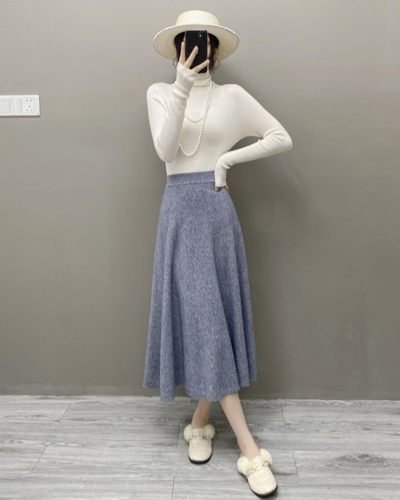 High-Waisted Soft A-Line Cashmere Skirt