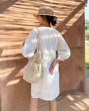 Pure Cotton Embroidered V-Neck A-Line Dress
