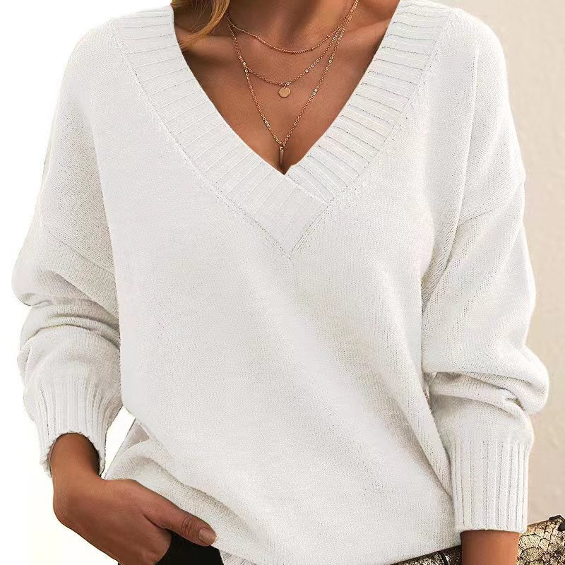 Loose V-Neck Versatile Knit Sweater