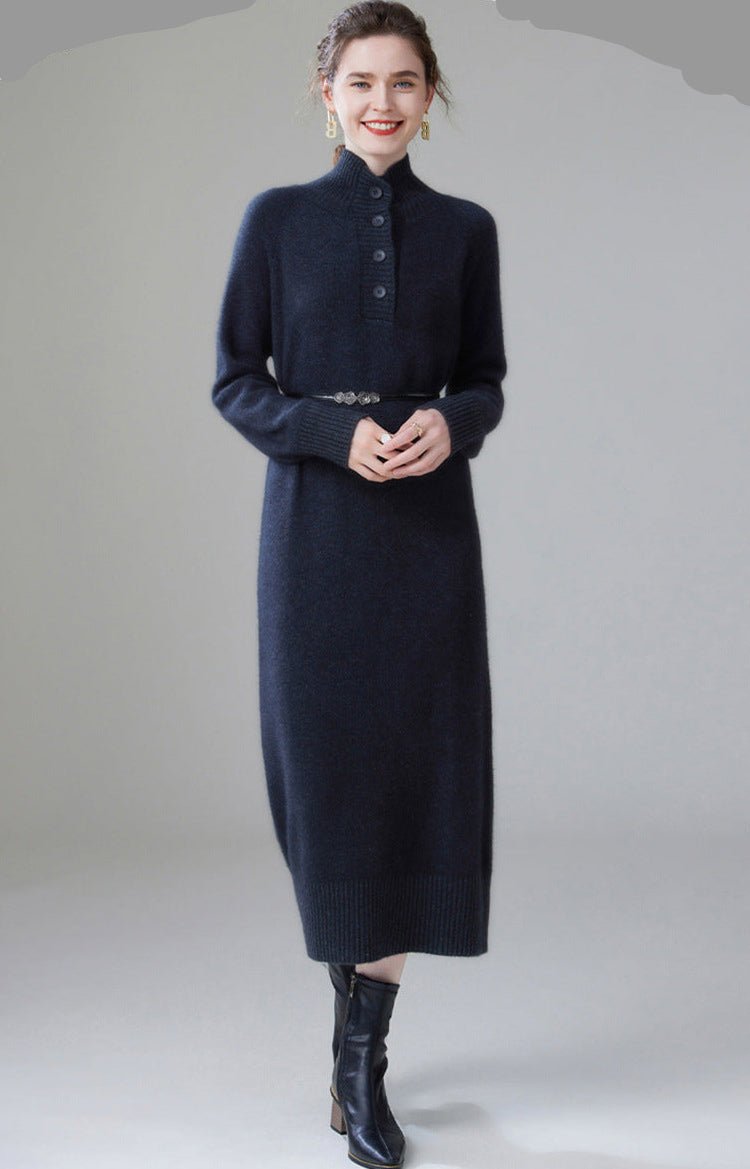 Cashmere Turtleneck Loose-Fitting Casual Dress