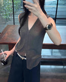 Lightweight V-Neck Sleeveless Knit Vest