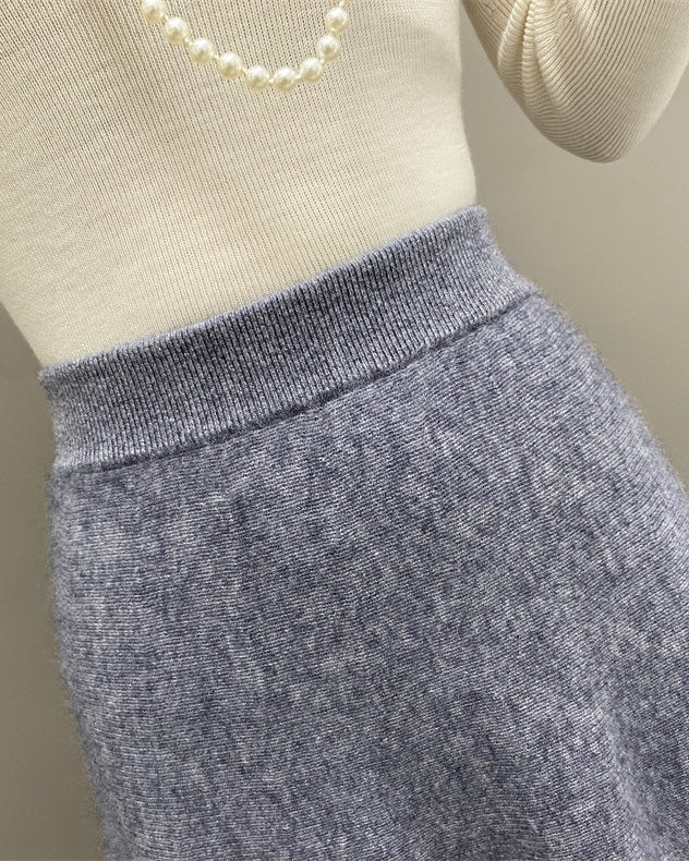 High-Waisted Soft A-Line Cashmere Skirt