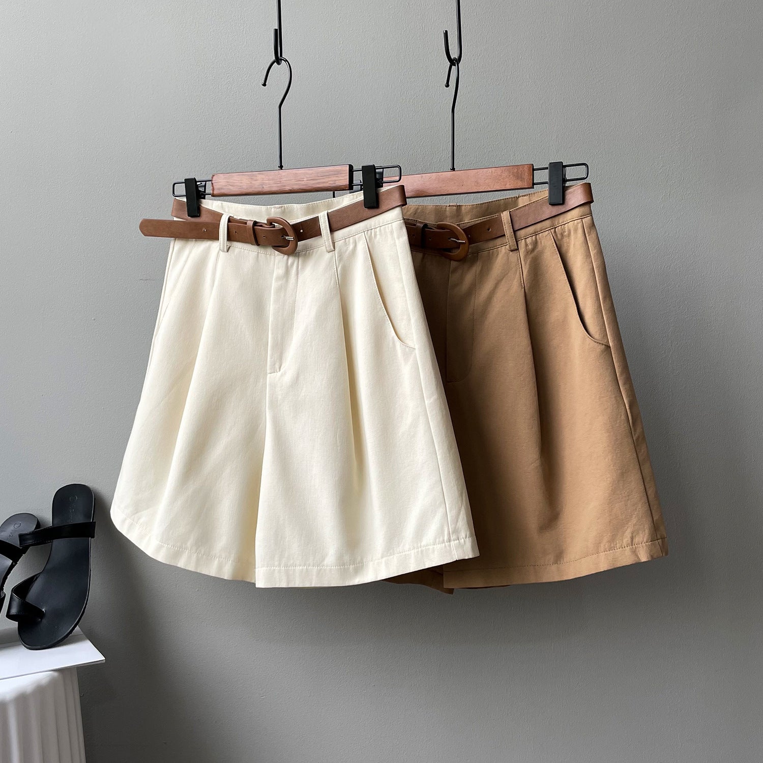 High-Waisted Loose-Fit Suit Shorts