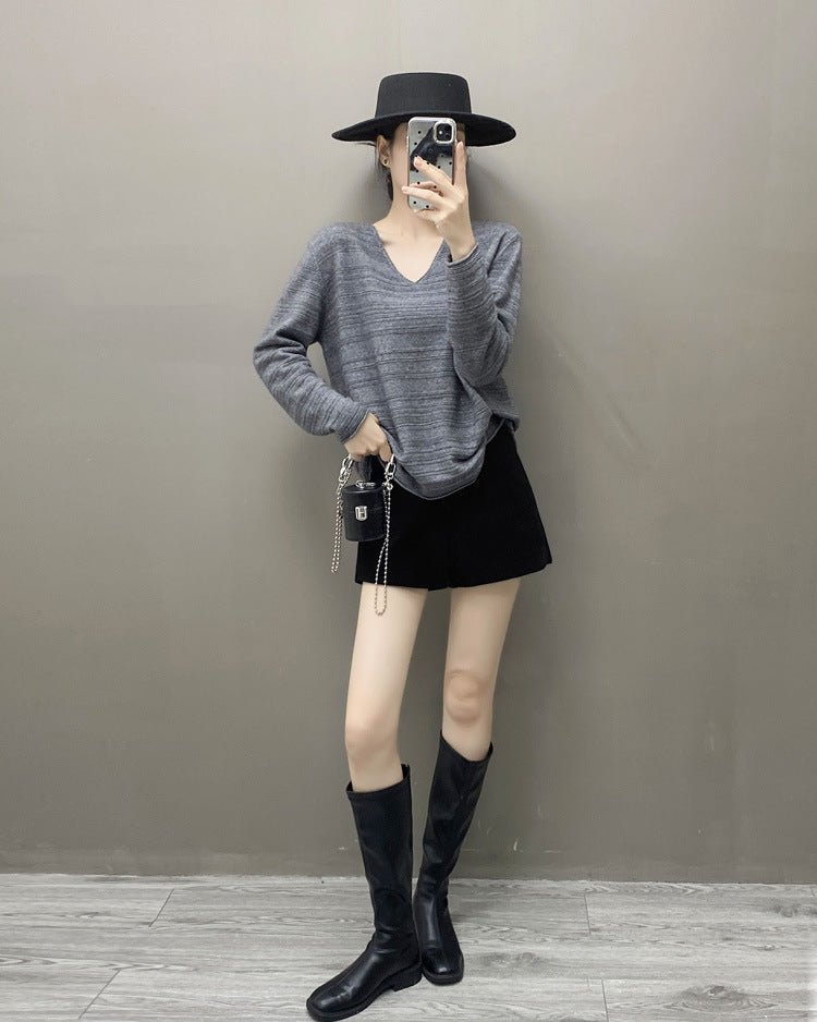 Cashmere V-Neck Loose-Fitting Versatile Sweater