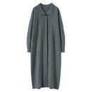 Cashmere Polo Collar Knitted Loose Long Dress