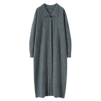 Cashmere Polo Collar Knitted Loose Long Dress