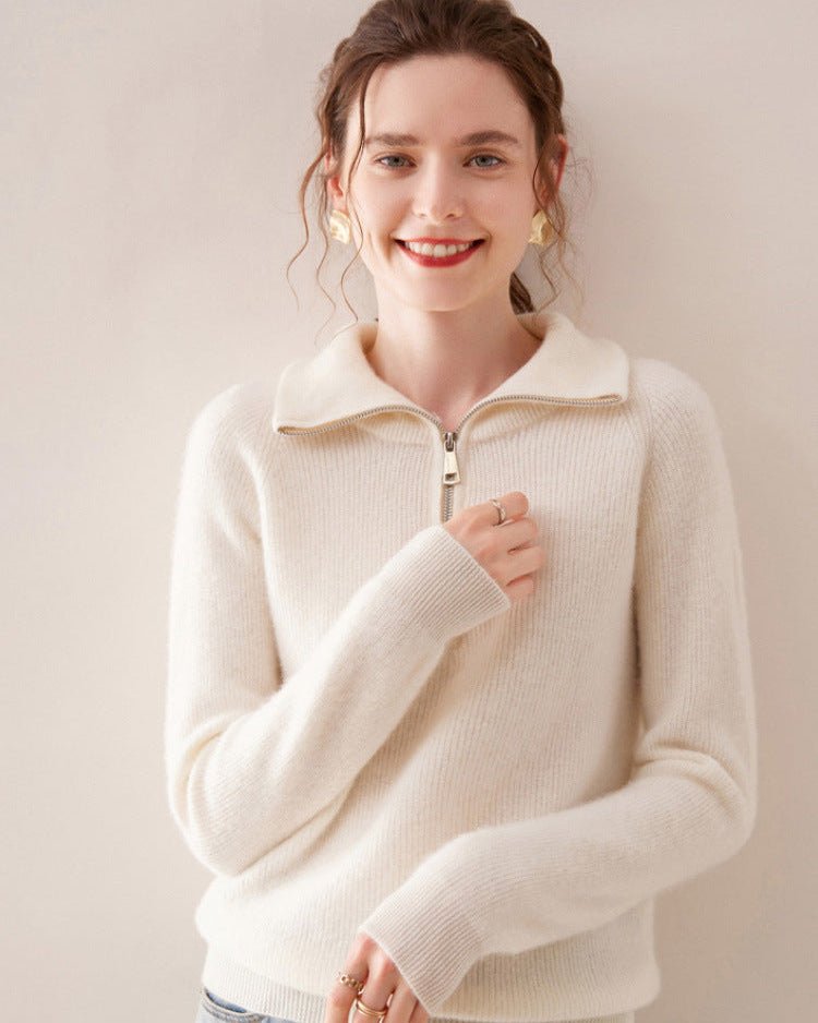 Half-Zip Thick Cashmere Wool Sweater